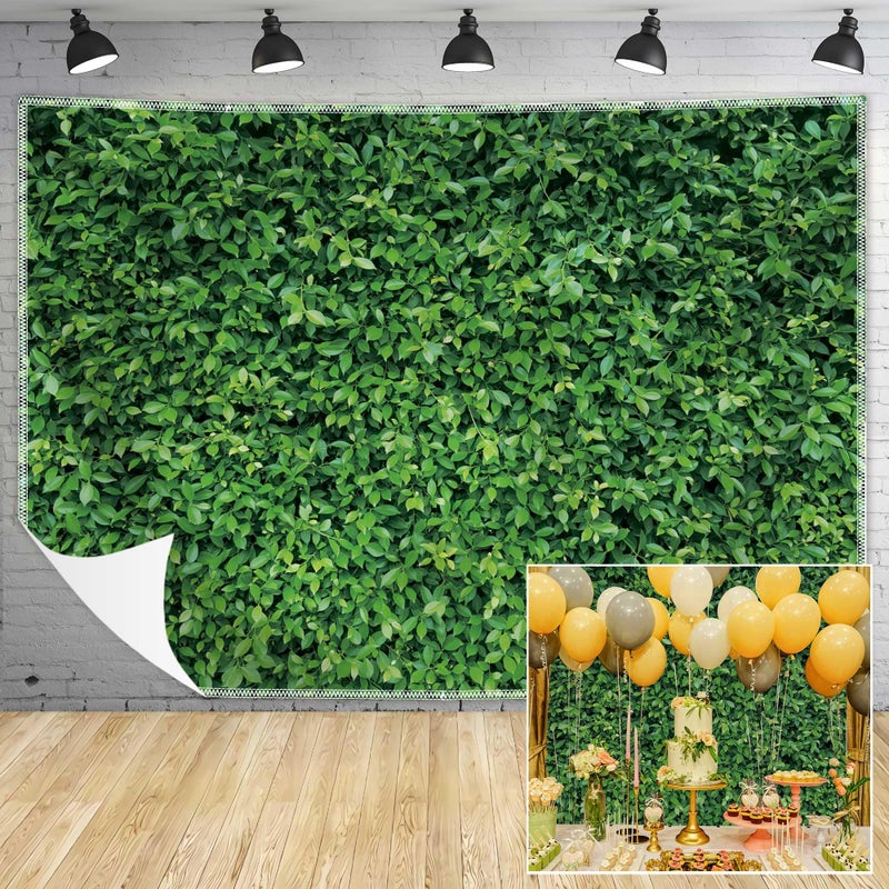 Msocio Green Leaves Backdrop - Nature Greenery Polyester Photography Background for Birthday Wedding Decor Soft Fabric Wall Banner | Baby Shower, Safari, Dinosaur Theme Photo Booth(8x8ft) - Image 1